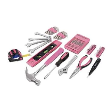 Apollo Tools 53 Piece Household Tool Set - Pink Ribbon