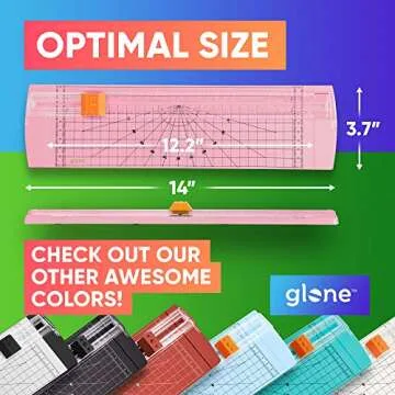 Glone 12 inch Paper Trimmer, A4 Size Paper Cutter with Automatic Security Safeguard for Coupon, Craft Paper and Photos (Pink)