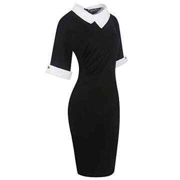 oxiuly Women's Vintage Formal Office Work Dresses Casual Knee-Length Bodycon Pencil Plus Dress OX276 (XL, Black Solid)