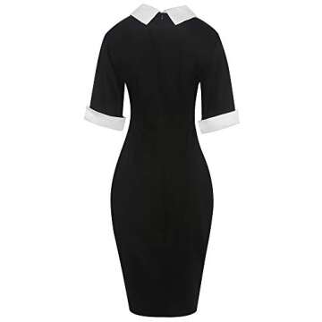 oxiuly Women's Vintage Formal Office Work Dresses Casual Knee-Length Bodycon Pencil Plus Dress OX276 (XL, Black Solid)