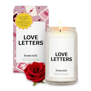 Homesick Love Letters Scented Candle Romantic Soy Wax Blend