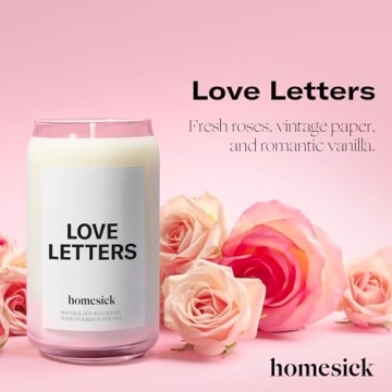 Homesick Love Letters Scented Candle Romantic Soy Wax Blend
