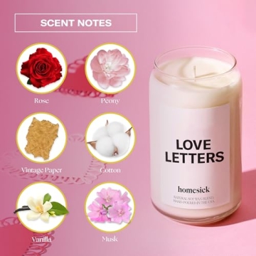 Homesick Love Letters Scented Candle Romantic Soy Wax Blend
