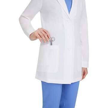 Healing Hands Lab Coat Women 3 Pocket Full Sleeve Mid-Length 5053 Faith The White Coat Minimalist Collection White S