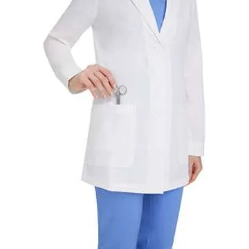 Healing Hands Lab Coat Women 3 Pocket Full Sleeve Mid-Length 5053 Faith The White Coat Minimalist Collection White S