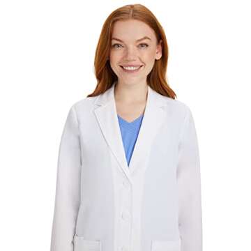 Healing Hands Lab Coat Women 3 Pocket Full Sleeve Mid-Length 5053 Faith The White Coat Minimalist Collection White S