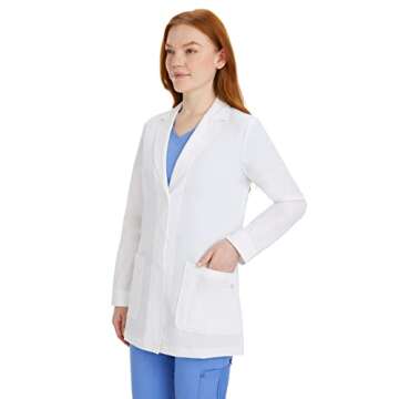 Healing Hands Lab Coat Women 3 Pocket Full Sleeve Mid-Length 5053 Faith The White Coat Minimalist Collection White S