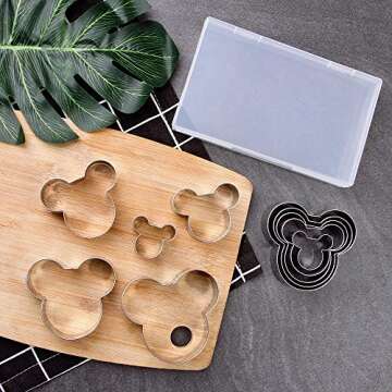 BakingWorld Mickey Mouse Cookie Cutter Set,Mickey & Minnie Mouse Head Shapes Stainless Steel Biscuit Cutter Cake Fondant Pancake Mold for Kids Birthday Party Supplies Favors(10 Pcs）