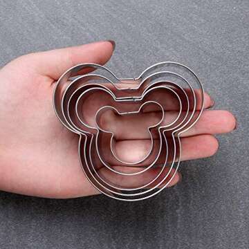 BakingWorld Mickey Mouse Cookie Cutter Set,Mickey & Minnie Mouse Head Shapes Stainless Steel Biscuit Cutter Cake Fondant Pancake Mold for Kids Birthday Party Supplies Favors(10 Pcs）