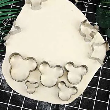 BakingWorld Mickey Mouse Cookie Cutter Set,Mickey & Minnie Mouse Head Shapes Stainless Steel Biscuit Cutter Cake Fondant Pancake Mold for Kids Birthday Party Supplies Favors(10 Pcs）