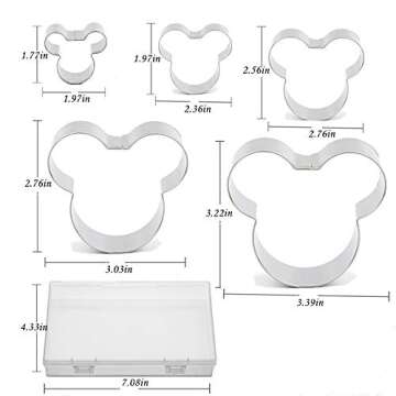 BakingWorld Mickey Mouse Cookie Cutter Set,Mickey & Minnie Mouse Head Shapes Stainless Steel Biscuit Cutter Cake Fondant Pancake Mold for Kids Birthday Party Supplies Favors(10 Pcs）