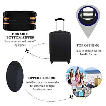 Explore Land Travel Luggage Cover Suitcase Protector Fits 31-32 Inch Case (Black, XL)