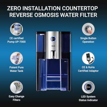 Zero Installation Purifier Water Filter - Reverse Osmosis Countertop Water Filter, Purified Alkaline Water, Certified by IAPMO R&T, Patented 4 Stage Technology, Superior Taste, No Assembly Required