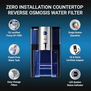 Zero Installation Purifier Water Filter - Reverse Osmosis Countertop Water Filter, Purified Alkaline Water, Certified by IAPMO R&T, Patented 4 Stage Technology, Superior Taste, No Assembly Required