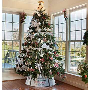 KIBAGA Farmhouse Christmas Tree Collar - Authentic Easy Set Up 30" Tree Ring - Beautiful Rustic Tree Skirt Decorates Your Home for The Holidays