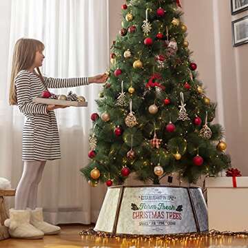 KIBAGA Farmhouse Christmas Tree Collar - Authentic Easy Set Up 30" Tree Ring - Beautiful Rustic Tree Skirt Decorates Your Home for The Holidays