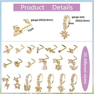 Stylish SAMOCO Dangle Nose Ring Set for Fashion Lovers