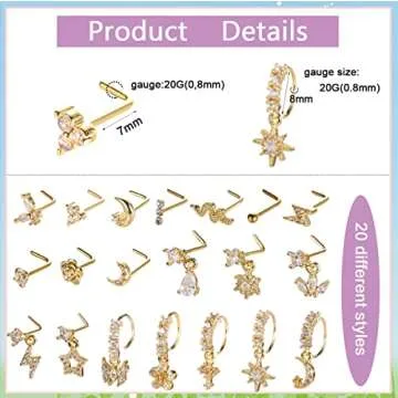 Stylish SAMOCO Dangle Nose Ring Set for Fashion Lovers