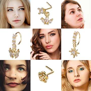 Stylish SAMOCO Dangle Nose Ring Set for Fashion Lovers