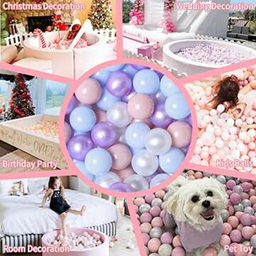 GOGOSO Ball Pits Balls Toddlers 50 100 200 500 Plastics Shape Ball Non-Phthalate Non-BPA Non-Toxic 2.2-Inch Crush Proof Play Balls,Pearl Pink Blue Purple White,100 Balls