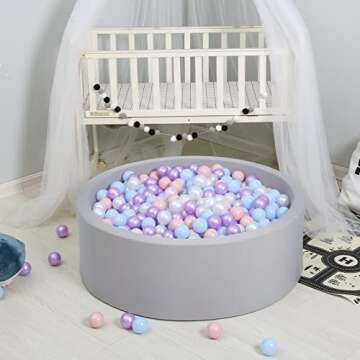 GOGOSO Ball Pits Balls Toddlers 50 100 200 500 Plastics Shape Ball Non-Phthalate Non-BPA Non-Toxic 2.2-Inch Crush Proof Play Balls,Pearl Pink Blue Purple White,100 Balls