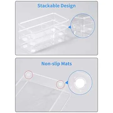 JARLINK 17 Pack Desk Drawer Organizer Trays with 7 Different Sizes, Versatile Clear Drawer Organizers Storage for Bathroom, Makeup, Bedroom, Kitchen, Office Supplies, Craft