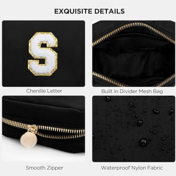 Stylish HBselect Small Makeup Bag with Initials for Women