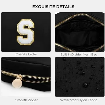 Stylish HBselect Small Makeup Bag with Initials for Women