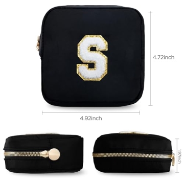 Stylish HBselect Small Makeup Bag with Initials for Women