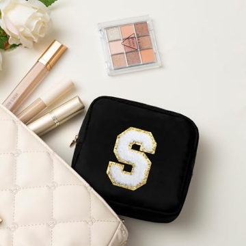 Stylish HBselect Small Makeup Bag with Initials for Women