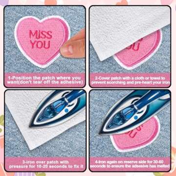 JarThenaAMCS 14 Pcs Valentine’s Day Iron-On Sew-On Patches Colorful Conversation Heart Heat Transfer Iron Patches Embroidered Cloth Patches Iron on Patterns for DIY Crafts Clothing Fabric