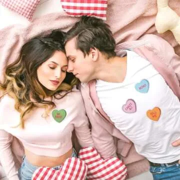 JarThenaAMCS 14 Pcs Valentine’s Day Iron-On Sew-On Patches Colorful Conversation Heart Heat Transfer Iron Patches Embroidered Cloth Patches Iron on Patterns for DIY Crafts Clothing Fabric