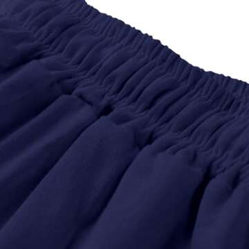 LilyCoco Women's Wide Leg Palazzo Pants High Waisted Ruffle Flowy Trousers Baggy Elastic Bell Bottom Navy Small