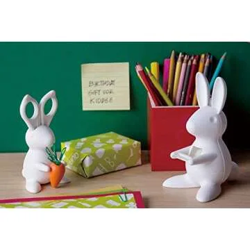 Cute Bunny Desk Tape Dispenser for Home & Office, White, 3.7" x 6.6" x 4.4"