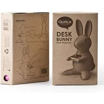 Cute Bunny Desk Tape Dispenser for Home & Office, White, 3.7" x 6.6" x 4.4"