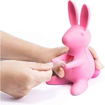 Cute Bunny Desk Tape Dispenser for Home & Office, White, 3.7" x 6.6" x 4.4"