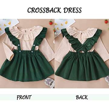 Kucnuzki 12-18 Months Girl Clothes Fall Outfit Baby Girl Green Swing Dress Jumpsuit Infant Girls Pol...