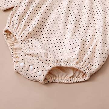 Kucnuzki 12-18 Months Girl Clothes Fall Outfit Baby Girl Green Swing Dress Jumpsuit Infant Girls Polka Dot Long Sleeve Romper One Pieces 1 Year Old shirt