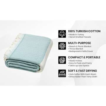 DEMMEX XXXL 90x82” Oeko-TEX Certified 100% Turkish Cotton Blanket – Beach, Picnic, Camping, Bedspread & Throw - Oversized King/Queen - Farmhouse Bohemian, 3lb, Made in Turkey, Beige