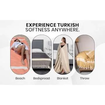 DEMMEX XXXL 90x82” Oeko-TEX Certified 100% Turkish Cotton Blanket – Beach, Picnic, Camping, Bedspread & Throw - Oversized King/Queen - Farmhouse Bohemian, 3lb, Made in Turkey, Beige