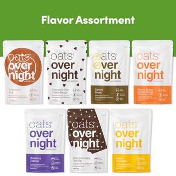 Oats Overnight Vegan Variety Pack - High Protein, High Fiber Breakfast Protein Shake - Gluten Free Oatmeal, Non GMO High Protein Oatmeal - Banana Bread, Blueberry Cobbler & More (8 Pack)