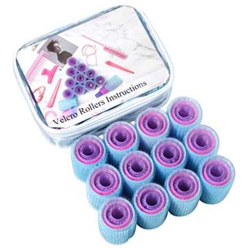 Xnicx 36 Packs Self Grip Hair Roller Set Jumbo Large Small Medium Hair Rollers Hairdressing Curlers Tools with Clips