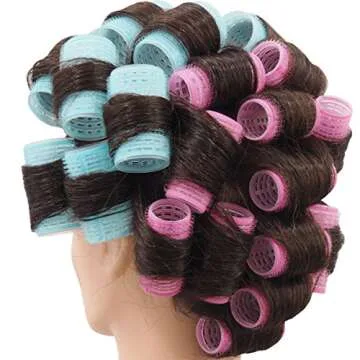 Xnicx 36 Packs Self Grip Hair Roller Set Jumbo Large Small Medium Hair Rollers Hairdressing Curlers Tools with Clips