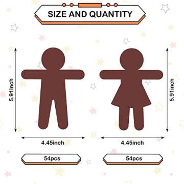 Geyee People Cut Outs Blank People Cutouts Color Paper Cutouts Boy Girl Cut Out Person Multicultural...