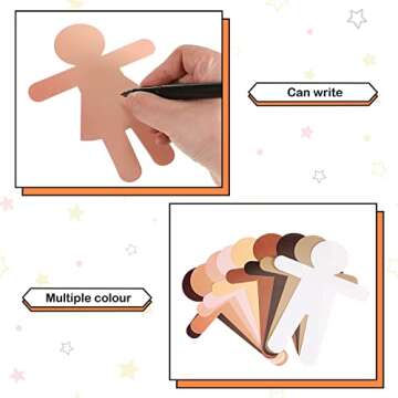 Geyee People Cut Outs Blank People Cutouts Color Paper Cutouts Boy Girl Cut Out Person Multicultural Creative Cut-Outs for Craft Art Project Home School Design Decoration(108 Pcs)