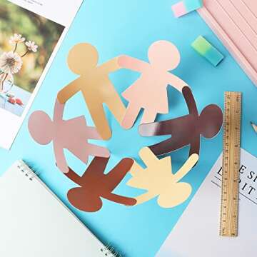 Geyee People Cut Outs Blank People Cutouts Color Paper Cutouts Boy Girl Cut Out Person Multicultural Creative Cut-Outs for Craft Art Project Home School Design Decoration(108 Pcs)