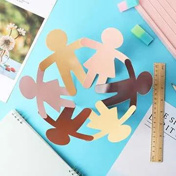 Geyee People Cut Outs Blank People Cutouts Color Paper Cutouts Boy Girl Cut Out Person Multicultural Creative Cut-Outs for Craft Art Project Home School Design Decoration(108 Pcs)