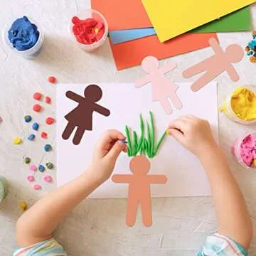 Geyee People Cut Outs Blank People Cutouts Color Paper Cutouts Boy Girl Cut Out Person Multicultural Creative Cut-Outs for Craft Art Project Home School Design Decoration(108 Pcs)