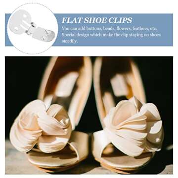 SUPVOX 10pcs Shoe Clips Stainless Steel Flat Blank Shoe Clips DIY Crafts Accessories Shoe Embellishments for Shoes Decoration Silver (32mm x 20mm)