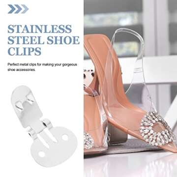 SUPVOX 10pcs Shoe Clips Stainless Steel Flat Blank Shoe Clips DIY Crafts Accessories Shoe Embellishments for Shoes Decoration Silver (32mm x 20mm)